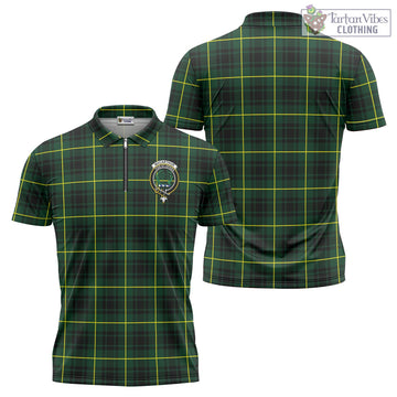 MacArthur Modern Tartan Zipper Polo Shirt with Family Crest