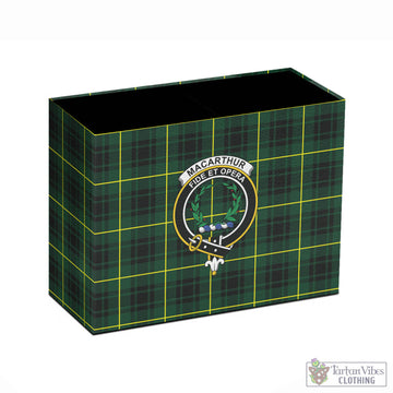 MacArthur Modern Tartan Pen Holder with Family Crest