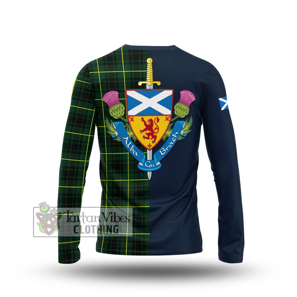 Tartan Vibes Clothing MacArthur Modern Tartan Long Sleeve T-Shirt with Scottish Lion Royal Arm Half Style