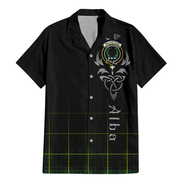 MacArthur Modern Tartan Short Sleeve Button Up Shirt Featuring Alba Gu Brath Family Crest Celtic Inspired