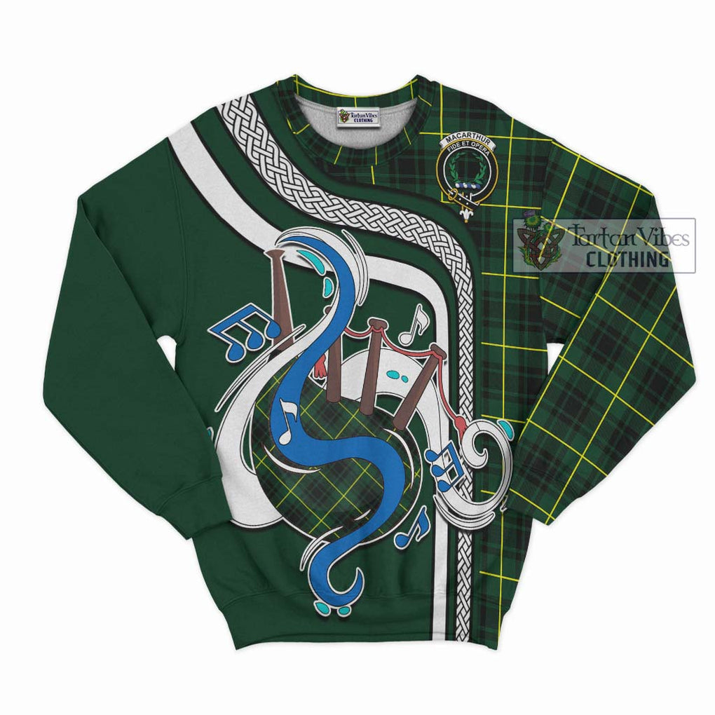 Tartan Vibes Clothing MacArthur Modern Tartan Sweatshirt with Epic Bagpipe Style