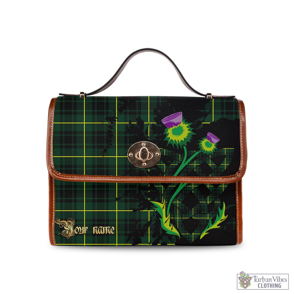 Tartan Vibes Clothing MacArthur Modern Tartan Waterproof Canvas Bag with Scotland Map and Thistle Celtic Accents