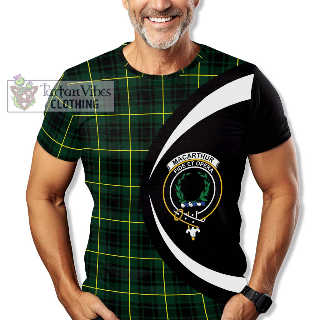 Tartan Vibes Clothing MacArthur Modern Tartan T-Shirt with Family Crest Circle Style