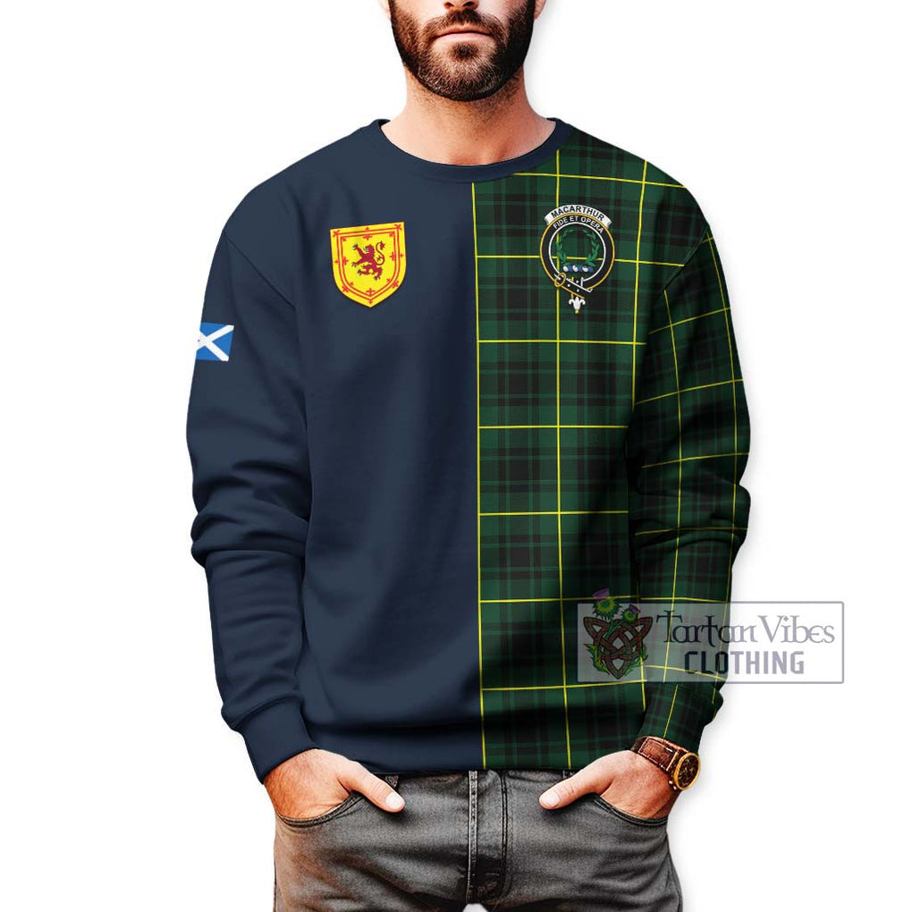 Tartan Vibes Clothing MacArthur Modern Tartan Sweatshirt with Scottish Lion Royal Arm Half Style