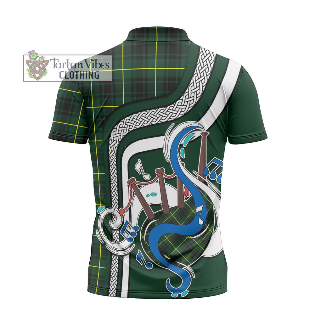 MacArthur Modern Tartan Zipper Polo Shirt with Epic Bagpipe Style - Tartanvibesclothing Shop