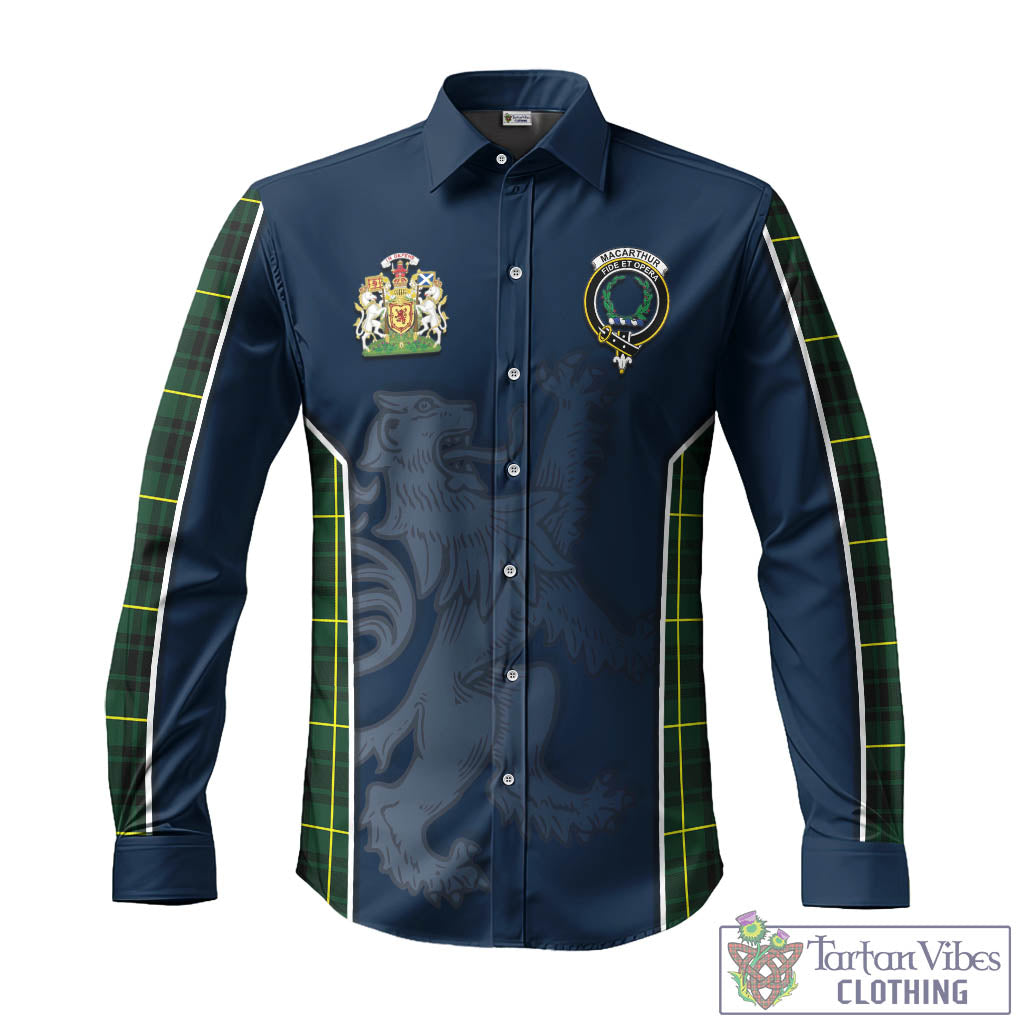 Tartan Vibes Clothing MacArthur Modern Tartan Long Sleeve Button Up Shirt with Family Crest and Lion Rampant Vibes Sport Style