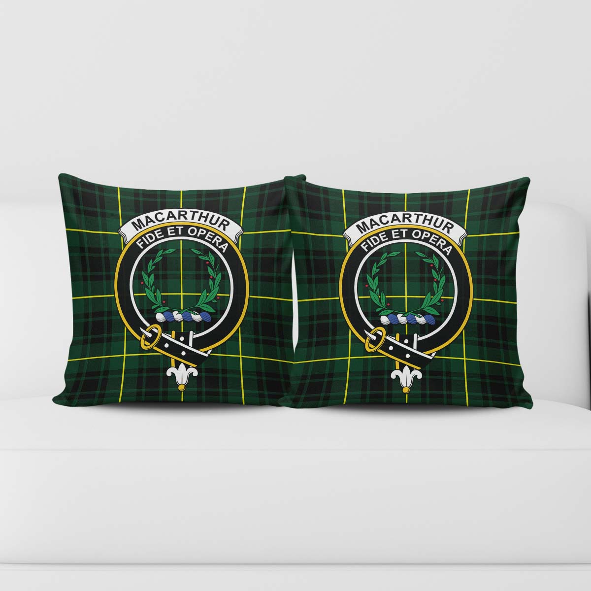 MacArthur Modern Tartan Pillow Cover with Family Crest - Tartanvibesclothing