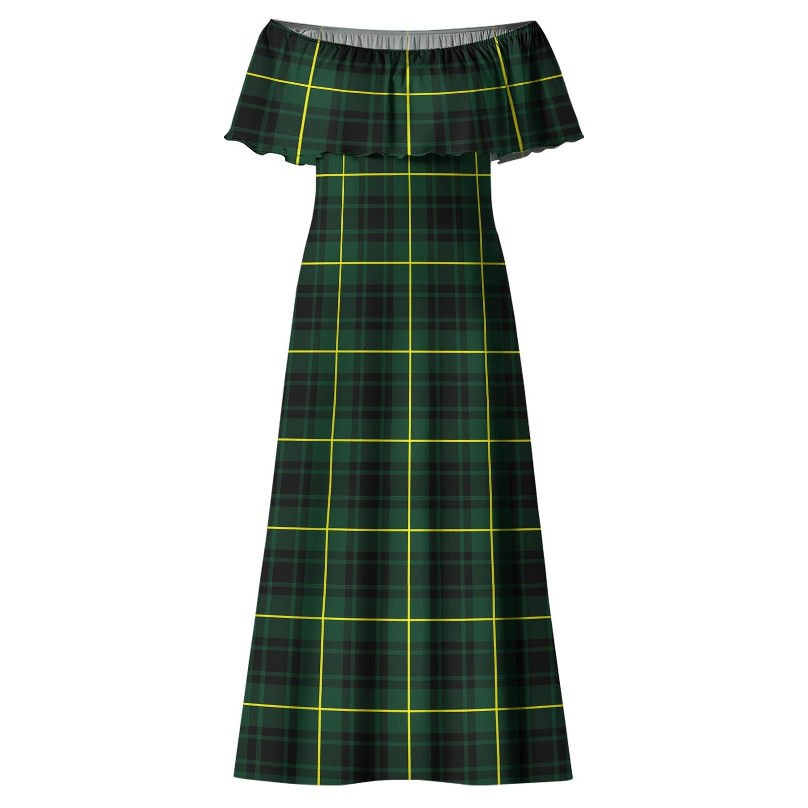 MacArthur Modern Tartan Off Shoulder Long Dress - Tartanvibesclothing