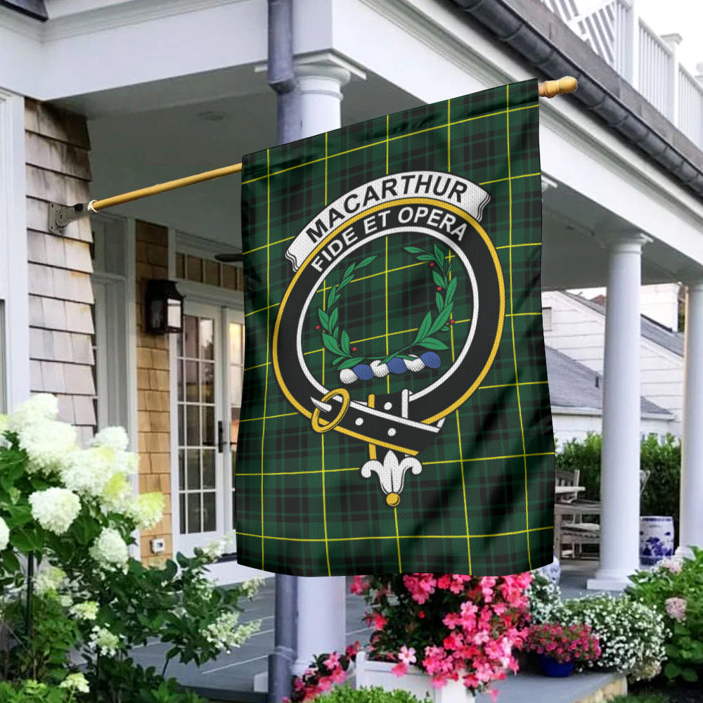 MacArthur Modern Tartan Flag with Family Crest - Tartan Vibes Clothing