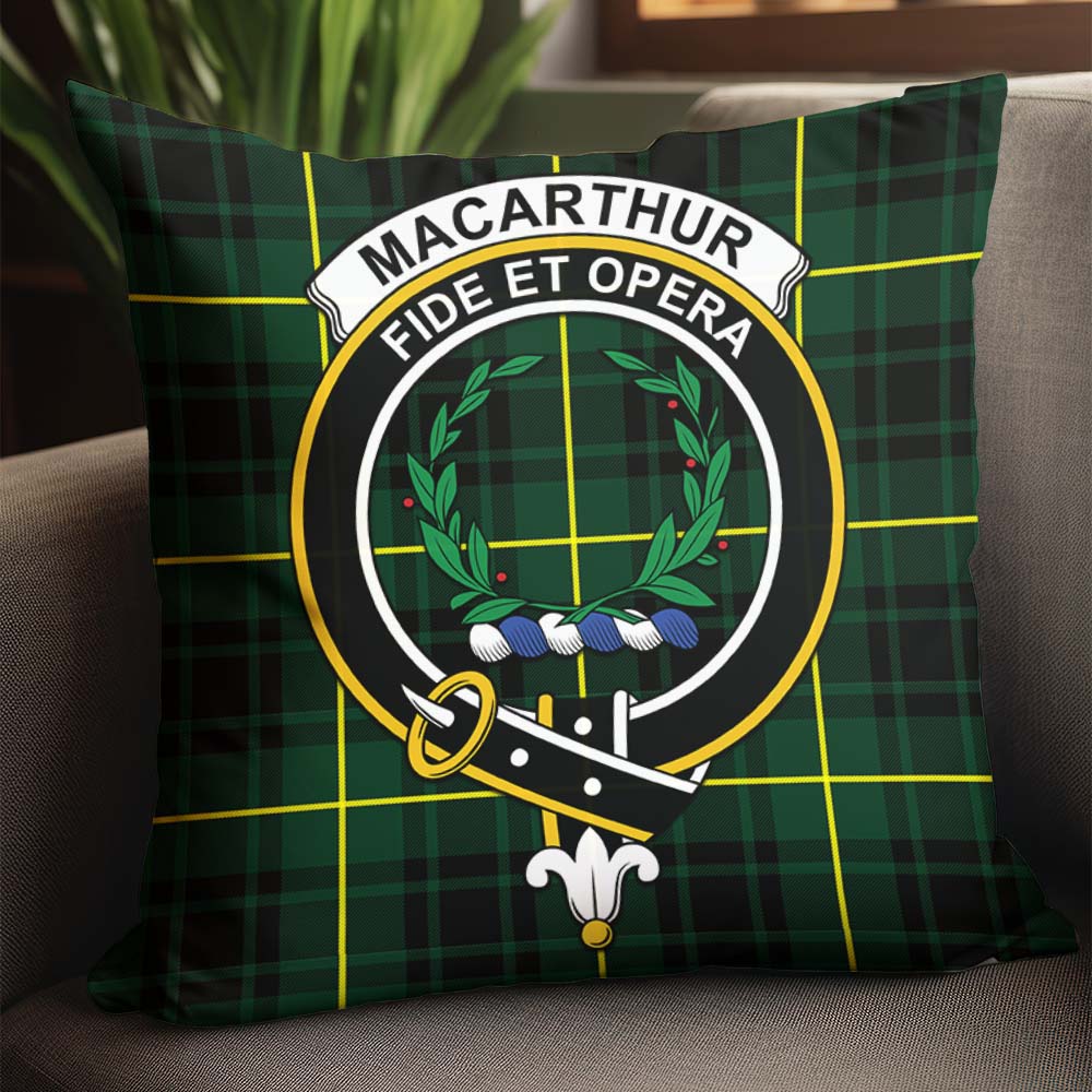 MacArthur Modern Tartan Pillow Cover with Family Crest - Tartanvibesclothing