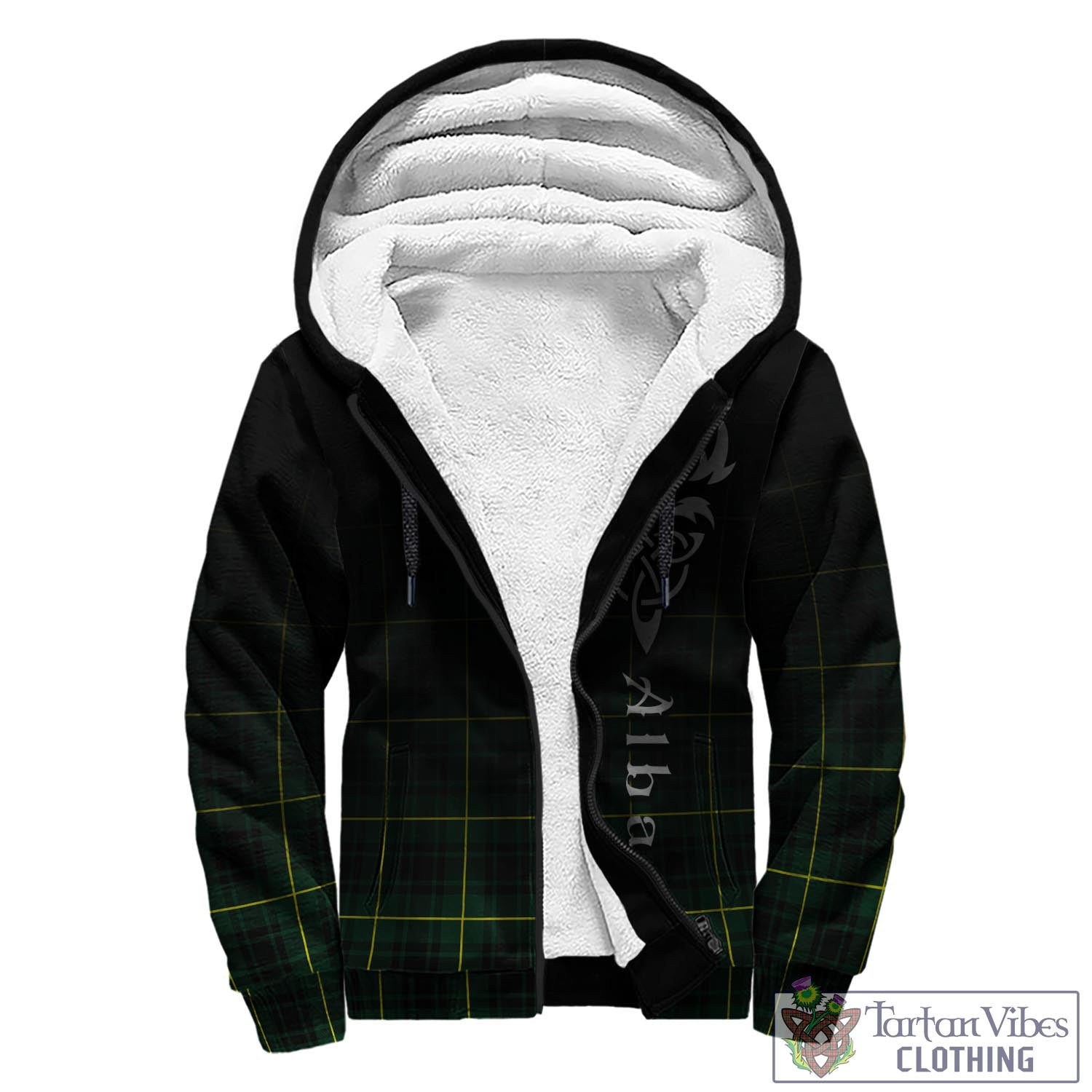 Tartan Vibes Clothing MacArthur Modern Tartan Sherpa Hoodie Featuring Alba Gu Brath Family Crest Celtic Inspired