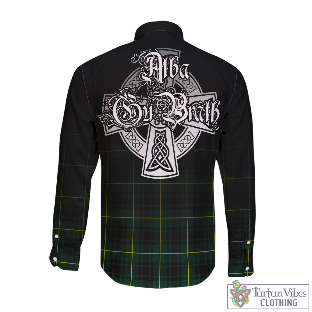 Tartan Vibes Clothing MacArthur Modern Tartan Long Sleeve Button Up Featuring Alba Gu Brath Family Crest Celtic Inspired