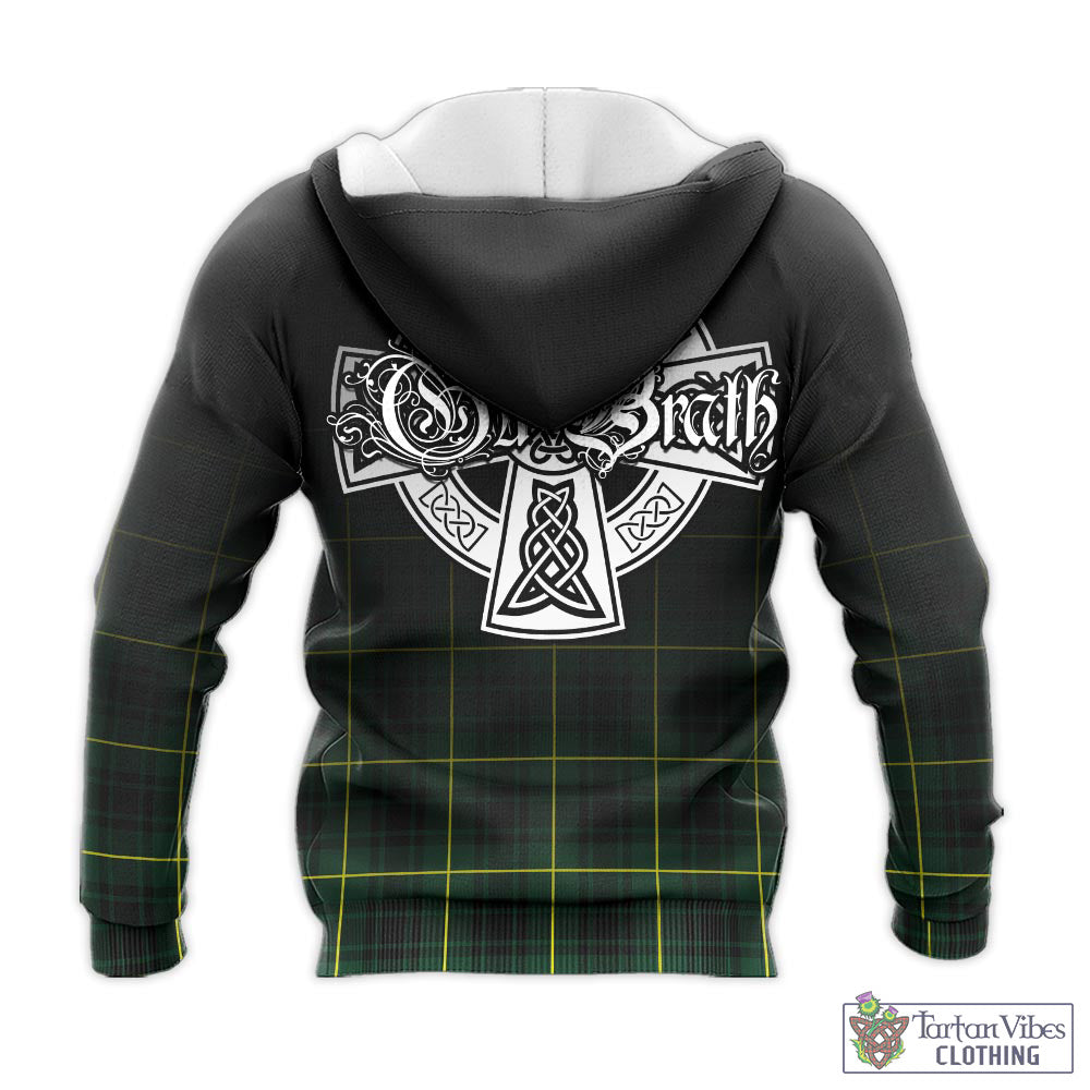 Tartan Vibes Clothing MacArthur Modern Tartan Knitted Hoodie Featuring Alba Gu Brath Family Crest Celtic Inspired