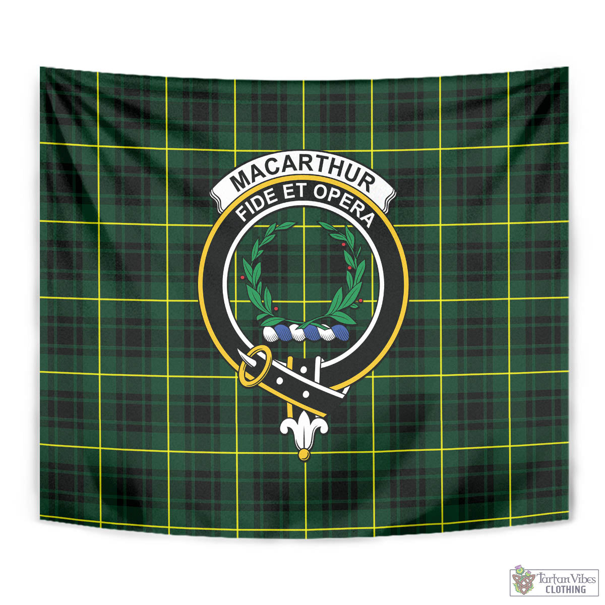 Tartan Vibes Clothing MacArthur Modern Tartan Tapestry Wall Hanging and Home Decor for Room with Family Crest