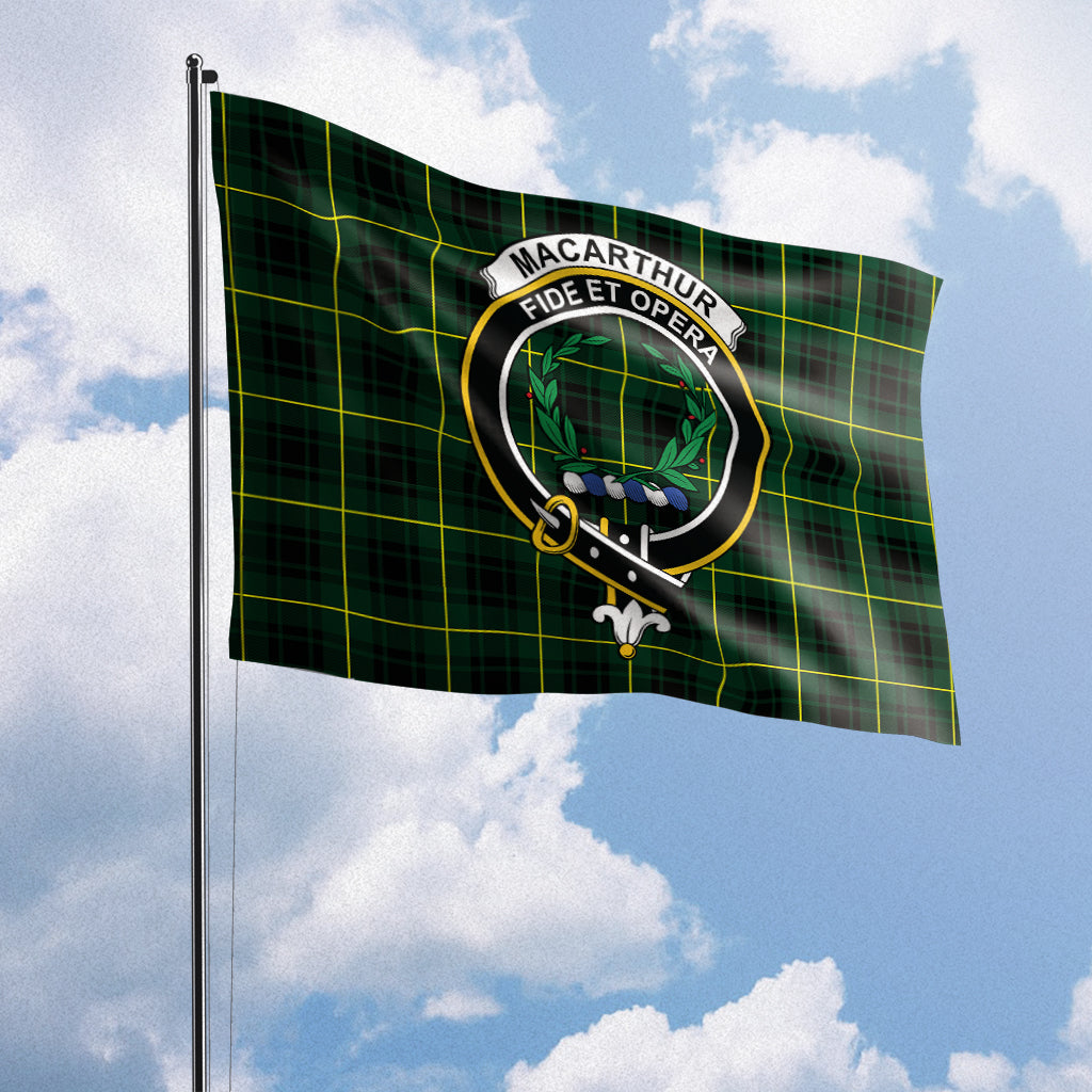 MacArthur Modern Tartan Flag with Family Crest House Flag (Horizontal) - Tartan Vibes Clothing