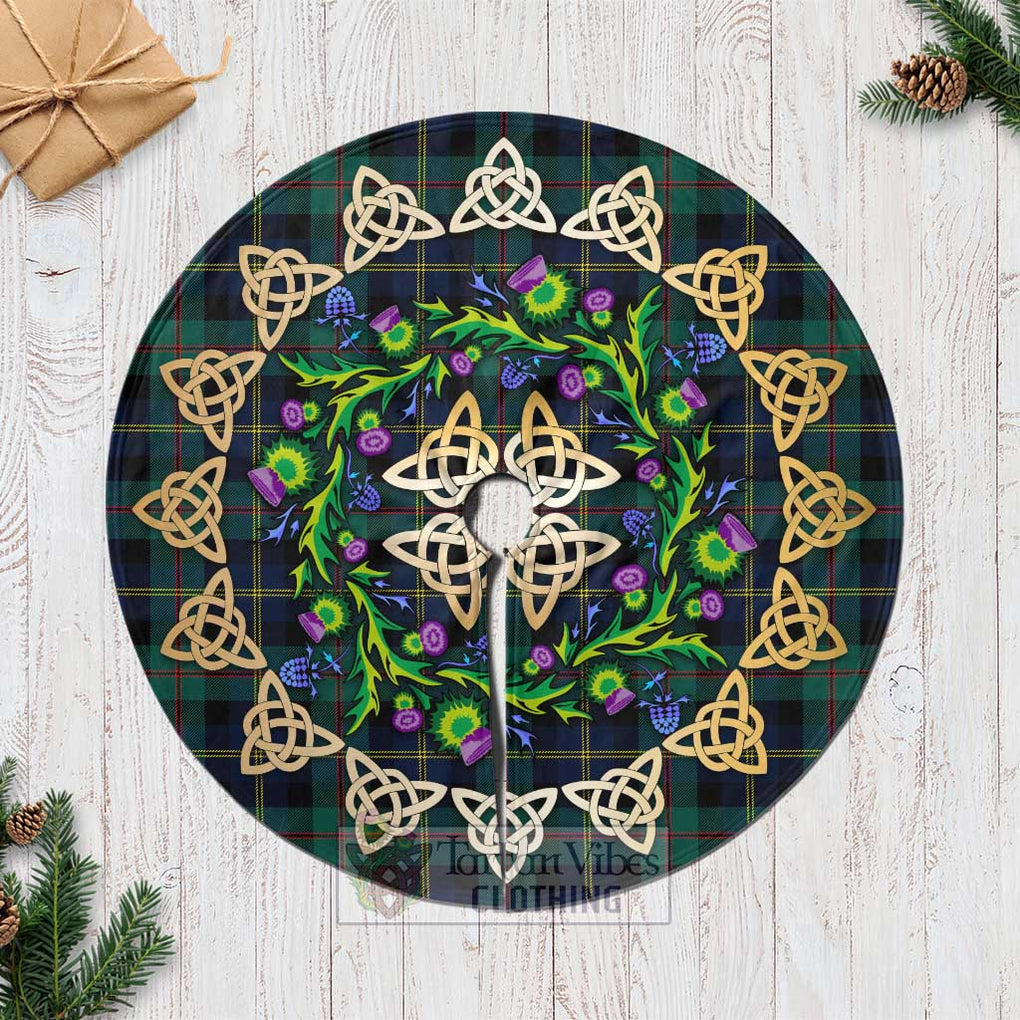 MacAskill (McAskill) Tartan Christmas Tree Skirt with Thistle Celtic Knot Style Casual Tree Skirts - Tartan Vibes Clothing