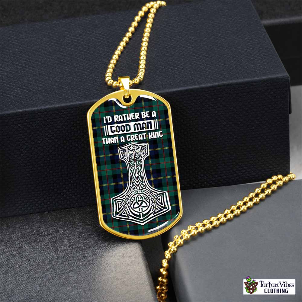 MacAskill (McAskill) Tartan Dog Tag Necklace Viking Mjolnir Style Gold No - Tartan Vibes Clothing