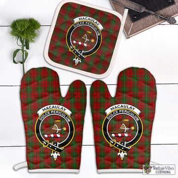 MacAulay (MacAuley) Tartan Combo Oven Mitt & Pot-Holder with Family Crest White - Tartan Vibes Clothing