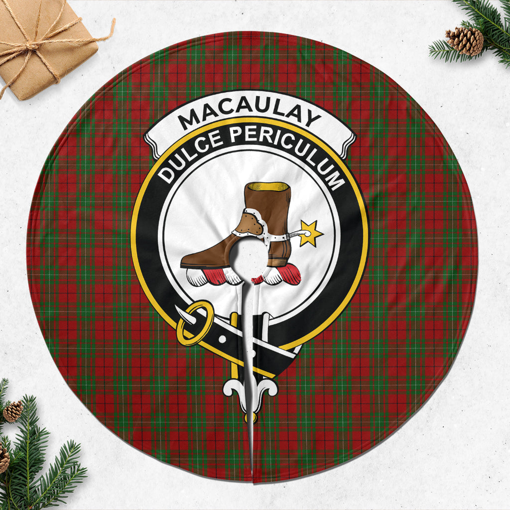 MacAulay Tartan Christmas Tree Skirt with Family Crest - Tartanvibesclothing