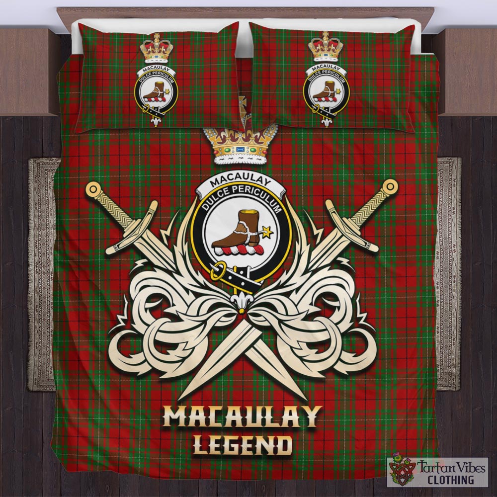 MacAulay (MacAuley) Tartan Bedding Set with Clan Crest and the Golden Sword of Courageous Legacy UK Bedding Set - Tartan Vibes Clothing