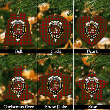 MacAulay (MacAuley) Tartan Christmas Ceramic Ornaments with Family Crest