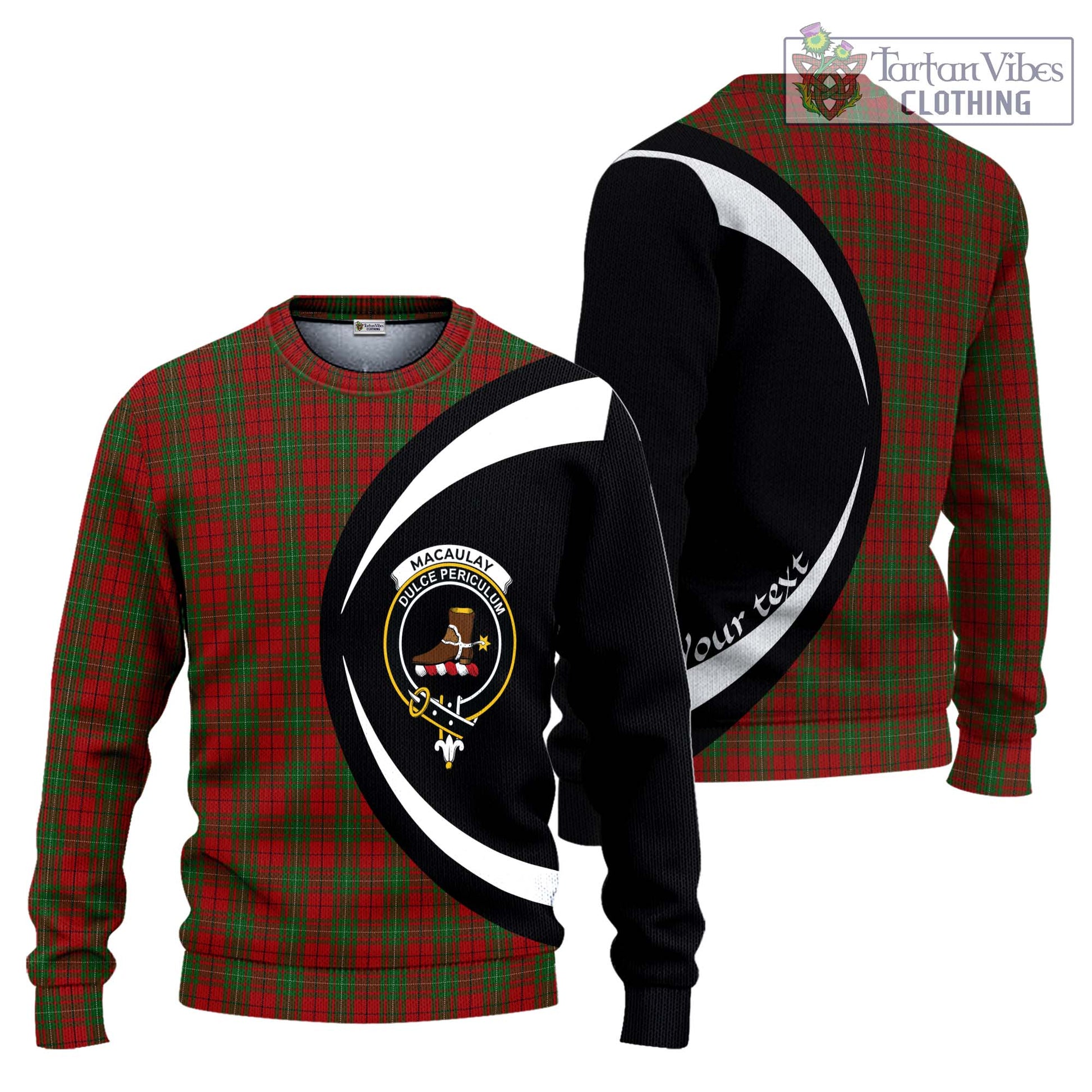 MacAulay (MacAuley) Tartan Knitted Sweater with Family Crest Circle Style Unisex - Tartan Vibes Clothing