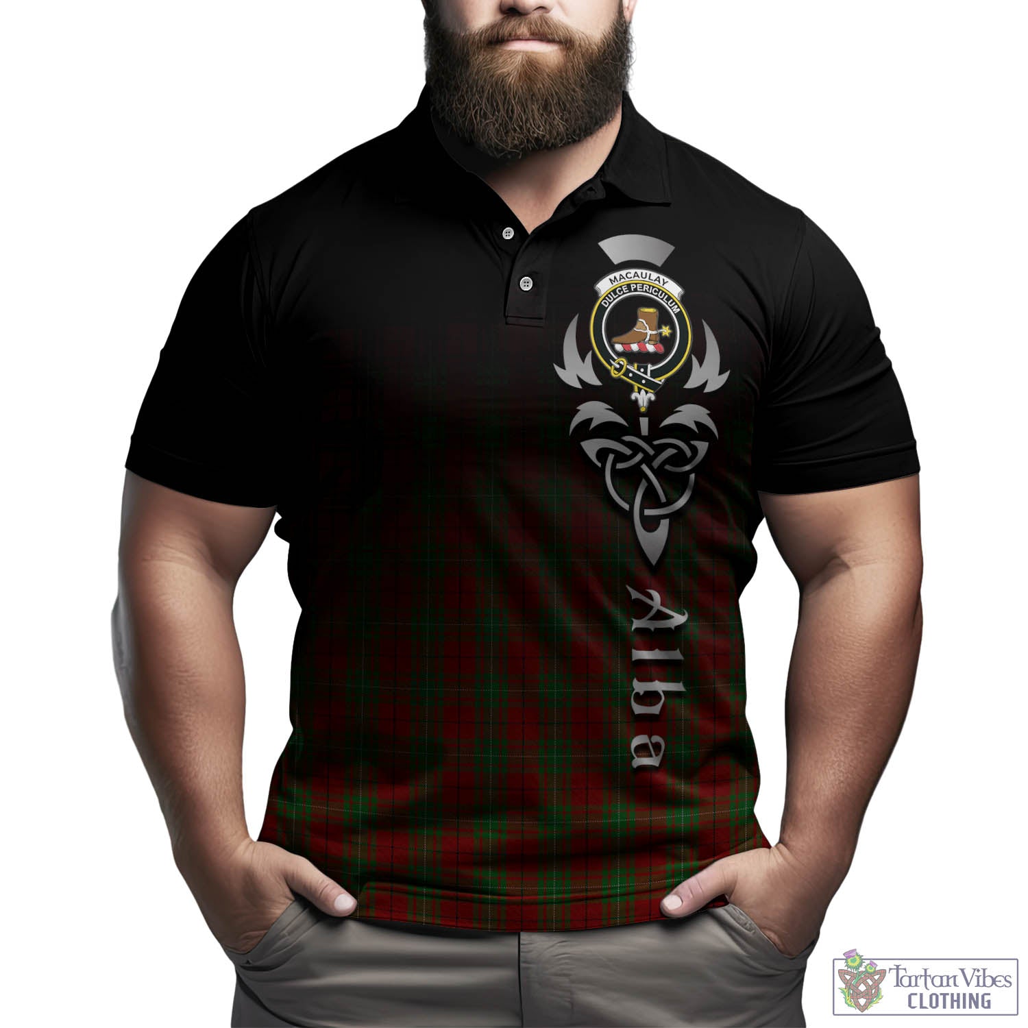 Tartan Vibes Clothing MacAulay Tartan Polo Shirt Featuring Alba Gu Brath Family Crest Celtic Inspired