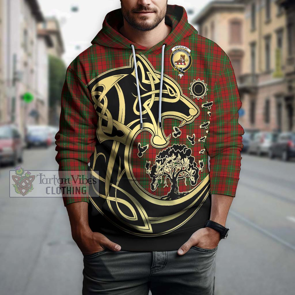 MacAulay (MacAuley) Tartan Hoodie with Family Crest Celtic Wolf Style Zip Hoodie - Tartan Vibes Clothing