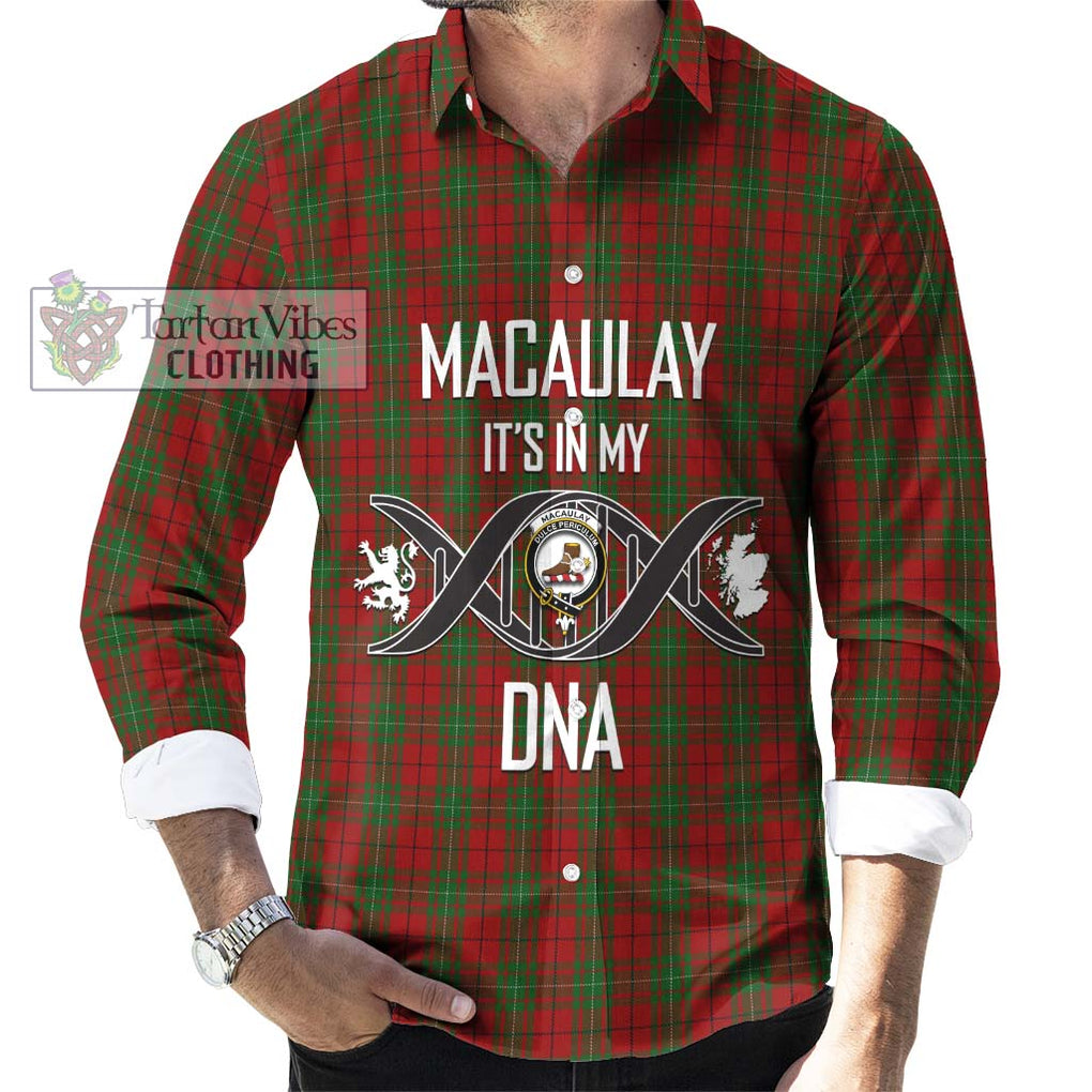 MacAulay (MacAuley) Tartan Long Sleeve Button Shirt with Family Crest DNA In Me Style Men's Shirt S - Tartanvibesclothing Shop