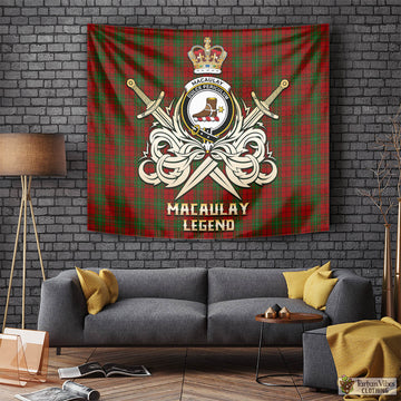 MacAulay (MacAuley) Tartan Tapestry with Clan Crest and the Golden Sword of Courageous Legacy