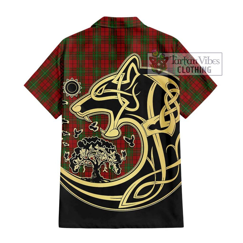 MacAulay (MacAuley) Tartan Short Sleeve Button Shirt with Family Crest Celtic Wolf Style - Tartan Vibes Clothing