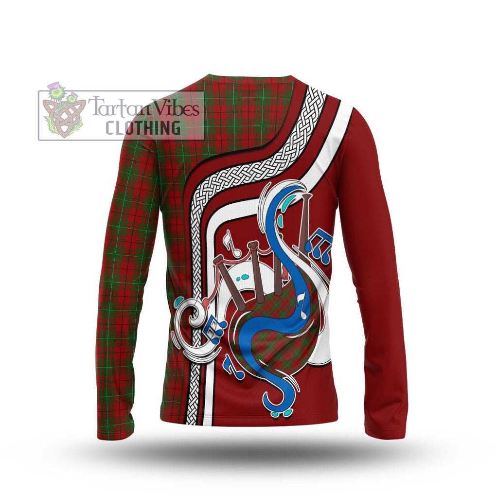 Tartan Vibes Clothing MacAulay Tartan Long Sleeve T-Shirt with Epic Bagpipe Style