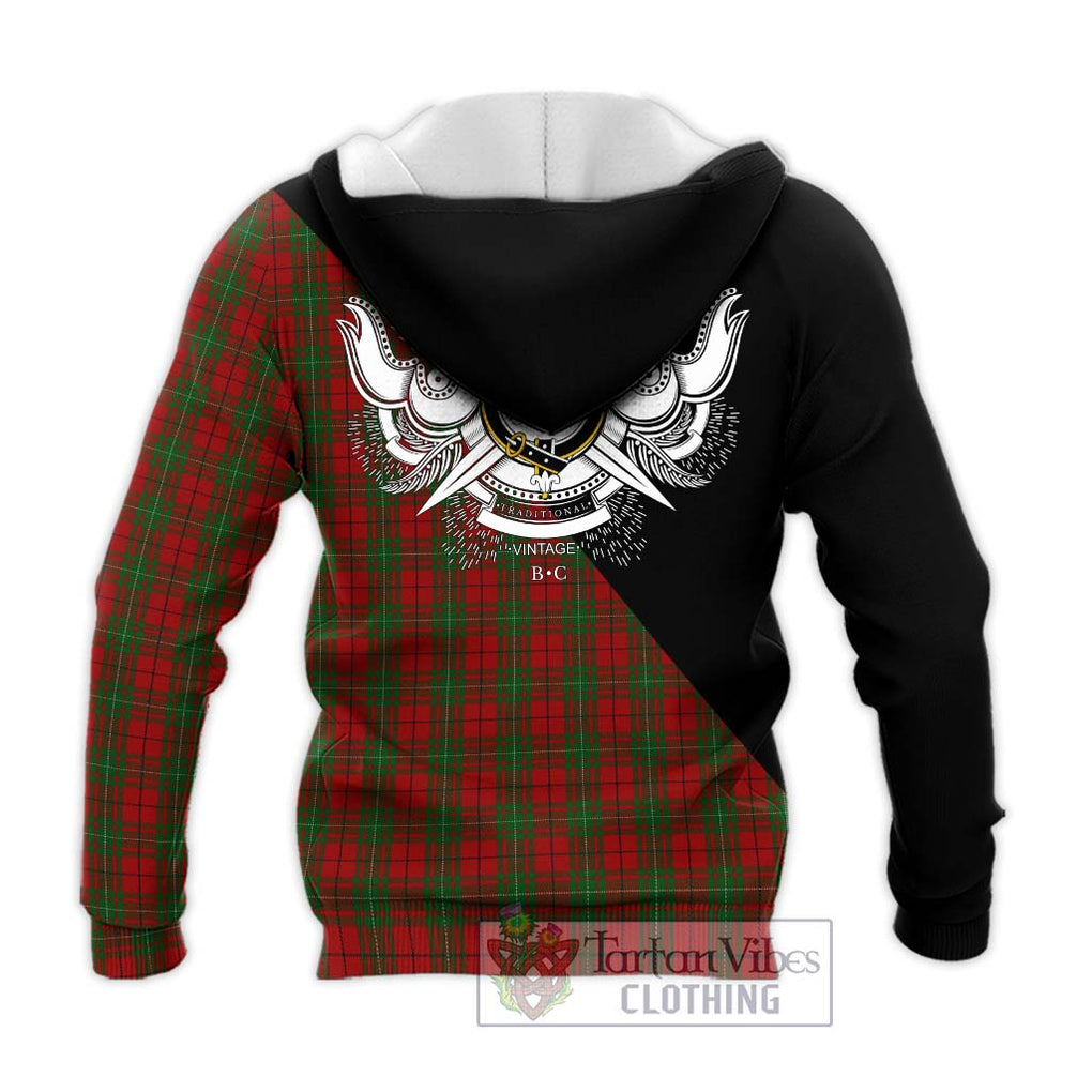 MacAulay (MacAuley) Tartan Knitted Hoodie with Family Crest and Military Logo Style - Tartanvibesclothing Shop