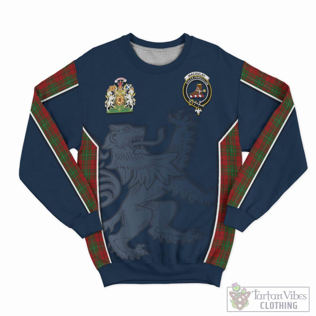 Tartan Vibes Clothing MacAulay Tartan Sweater with Family Crest and Lion Rampant Vibes Sport Style