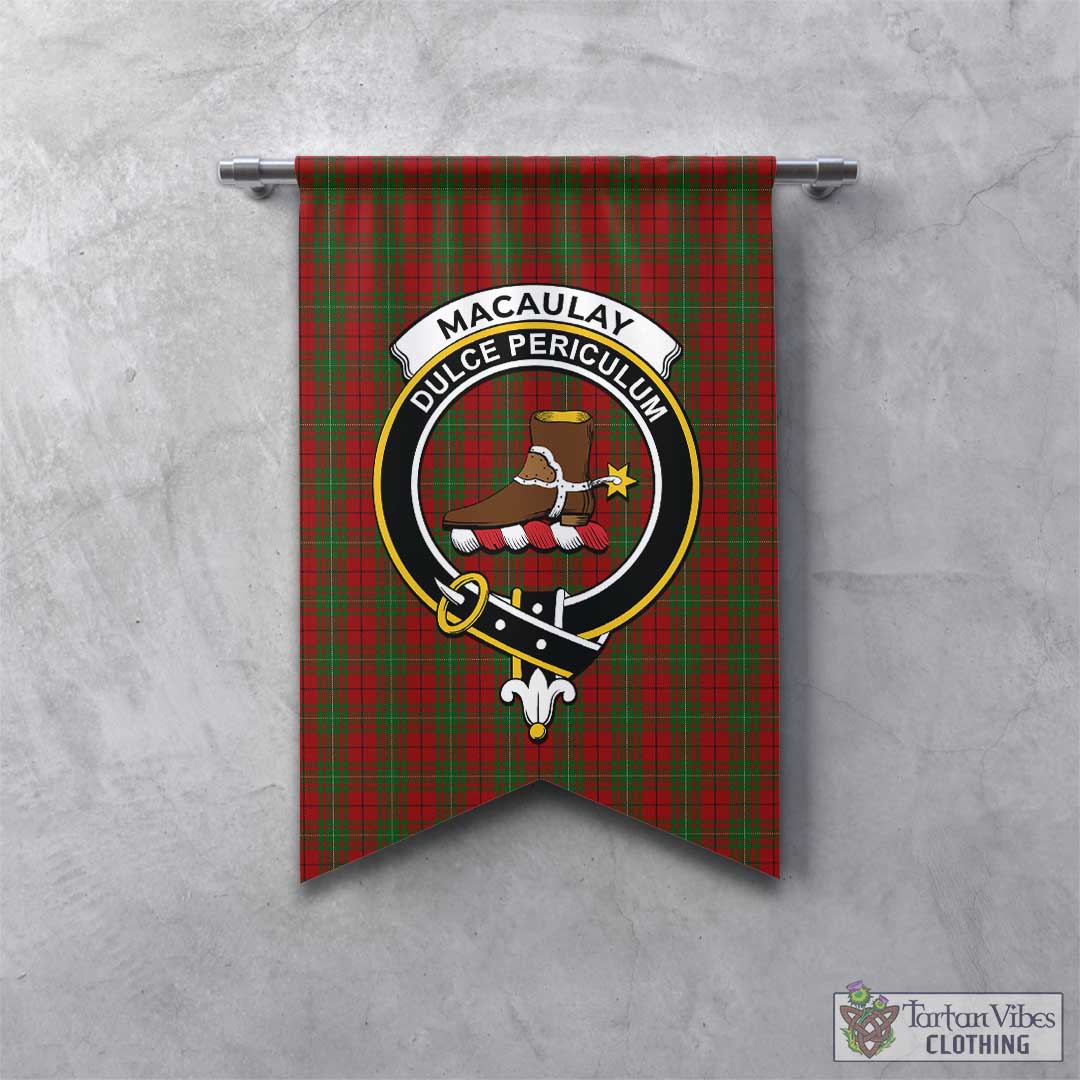 Tartan Vibes Clothing MacAulay Tartan Gonfalon, Tartan Banner with Family Crest