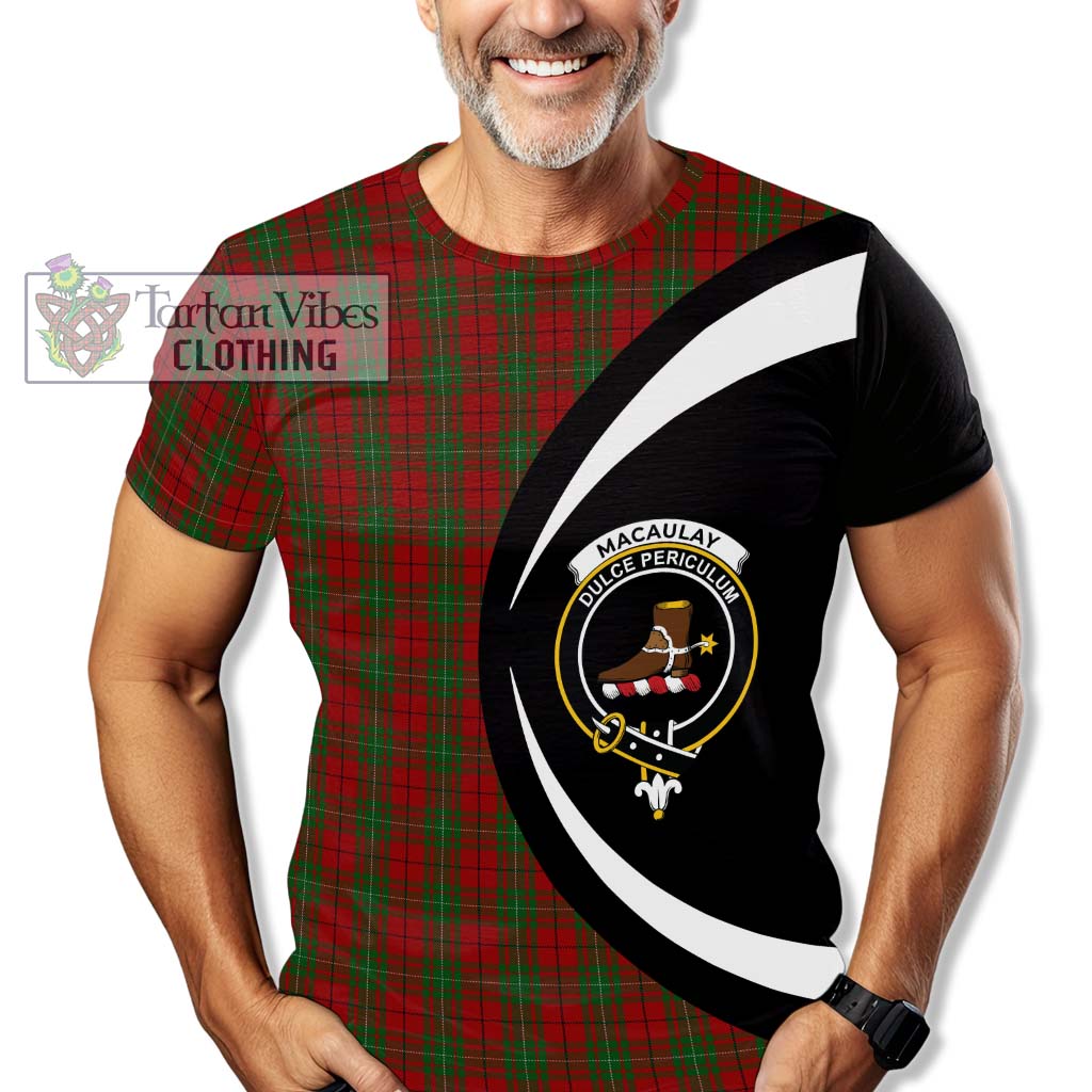 Tartan Vibes Clothing MacAulay Tartan T-Shirt with Family Crest Circle Style