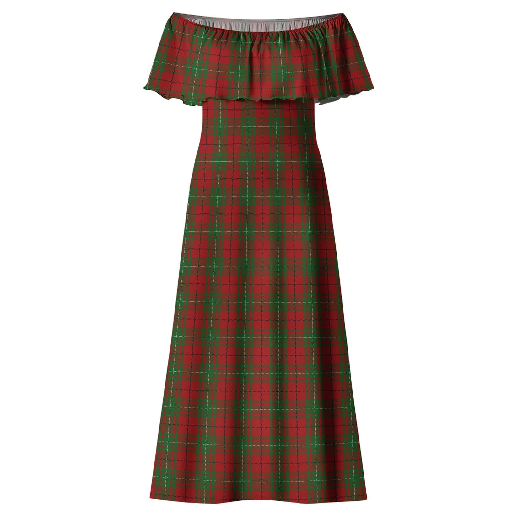 MacAulay Tartan Off Shoulder Long Dress - Tartanvibesclothing