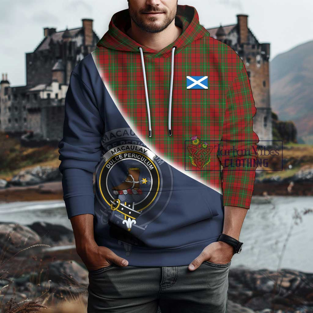 MacAulay (MacAuley) Tartan Hoodie with Personalised National Flag and Family Crest Half Style - Tartanvibesclothing Shop