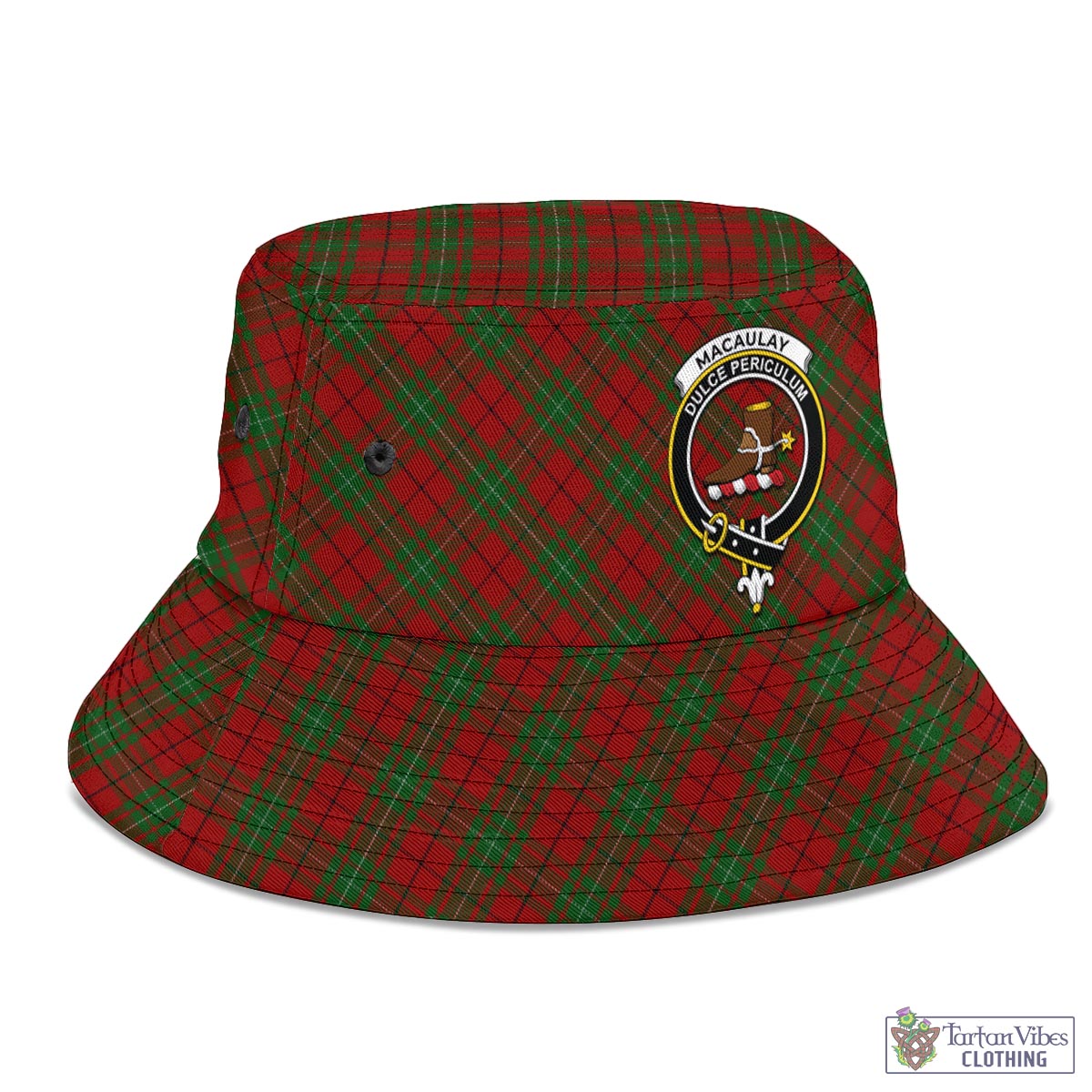 Tartan Vibes Clothing MacAulay Tartan Bucket Hat with Family Crest