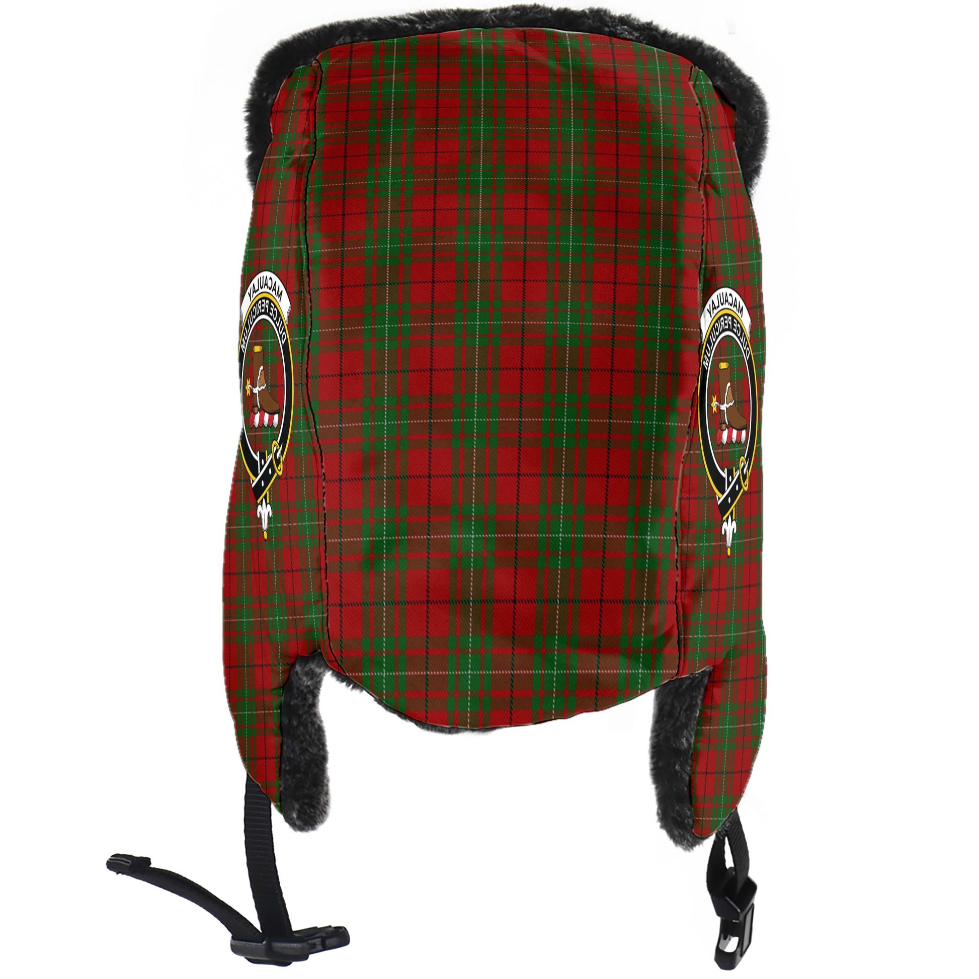 MacAulay Tartan Winter Trapper Hat with Family Crest - Tartanvibesclothing