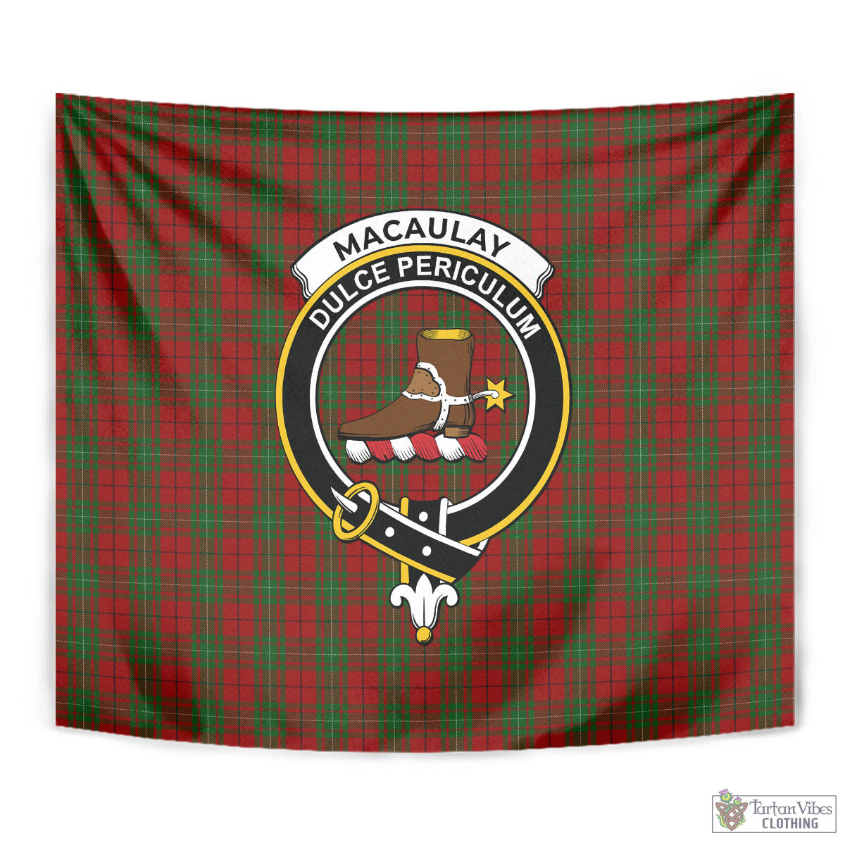 Tartan Vibes Clothing MacAulay Tartan Tapestry Wall Hanging and Home Decor for Room with Family Crest