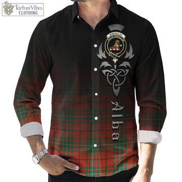 MacAulay Ancient Tartan Long Sleeve Button Up Featuring Alba Gu Brath Family Crest Celtic Inspired