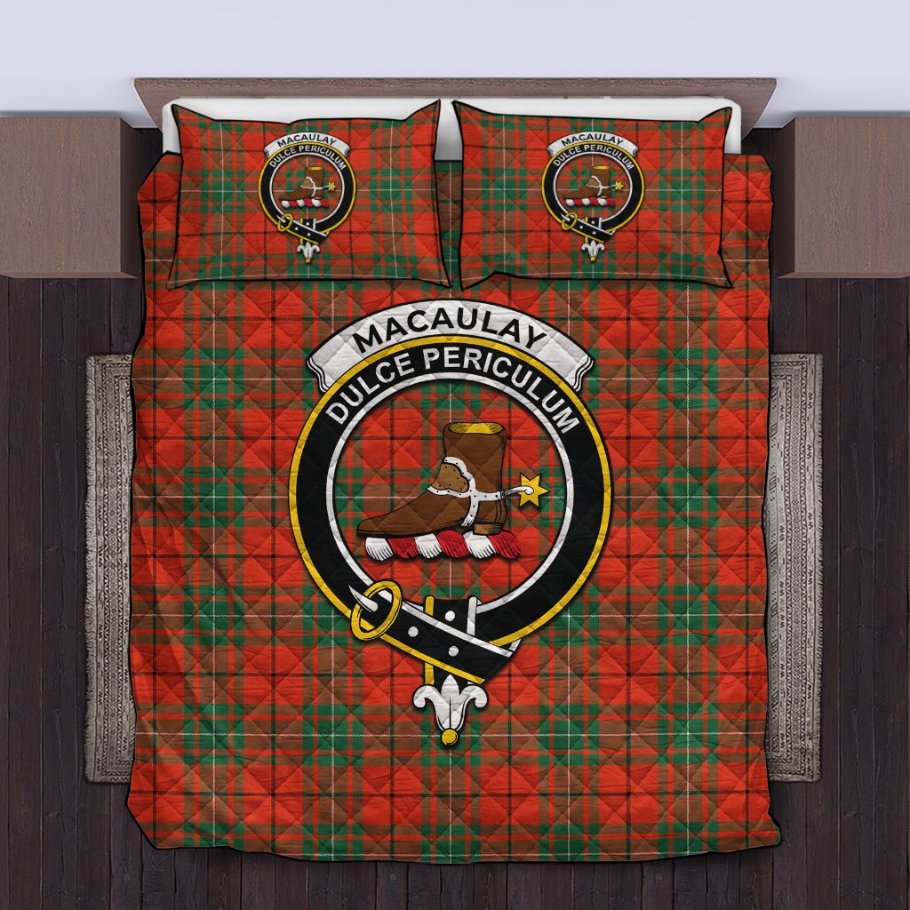 MacAulay Ancient Tartan Quilt Bed Set with Family Crest Twin - Tartan Vibes Clothing