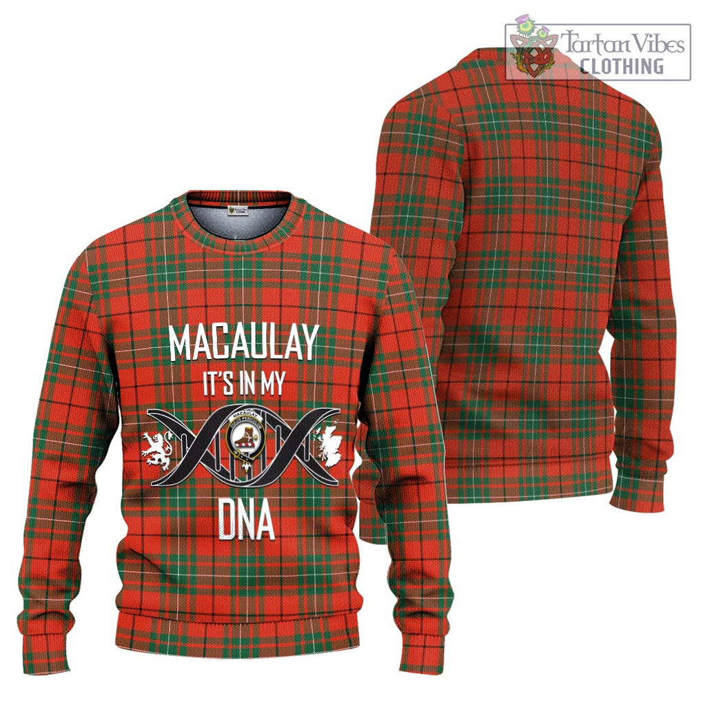 MacAulay Ancient Tartan Knitted Sweater with Family Crest DNA In Me Style Unisex - Tartanvibesclothing Shop