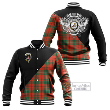 MacAulay Ancient Tartan Baseball Jacket with Family Crest and Military Logo Style