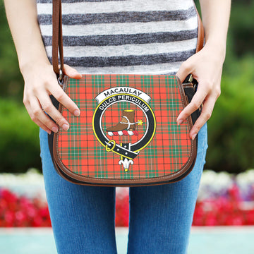 MacAulay Ancient Tartan Saddle Bag with Family Crest