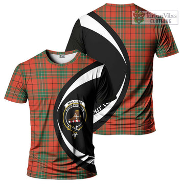 MacAulay Ancient Tartan T-Shirt with Family Crest Circle Style