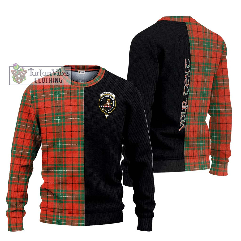 MacAulay Ancient Tartan Knitted Sweater with Family Crest and Half Of Me Style Unisex - Tartanvibesclothing Shop