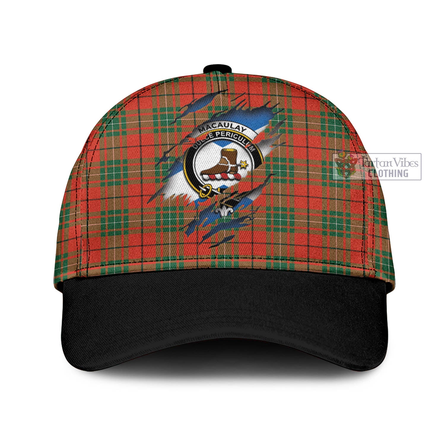 Tartan Vibes Clothing MacAulay Ancient Tartan Classic Cap with Family Crest In Me Style