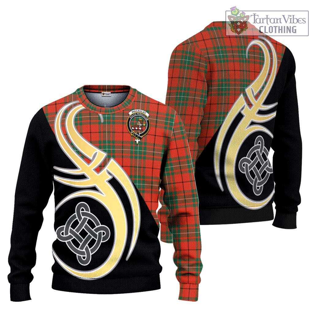 MacAulay Ancient Tartan Knitted Sweater with Family Crest and Celtic Symbol Style Unisex - Tartan Vibes Clothing